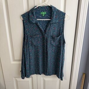 Dip floral button up tank blouse size 2X